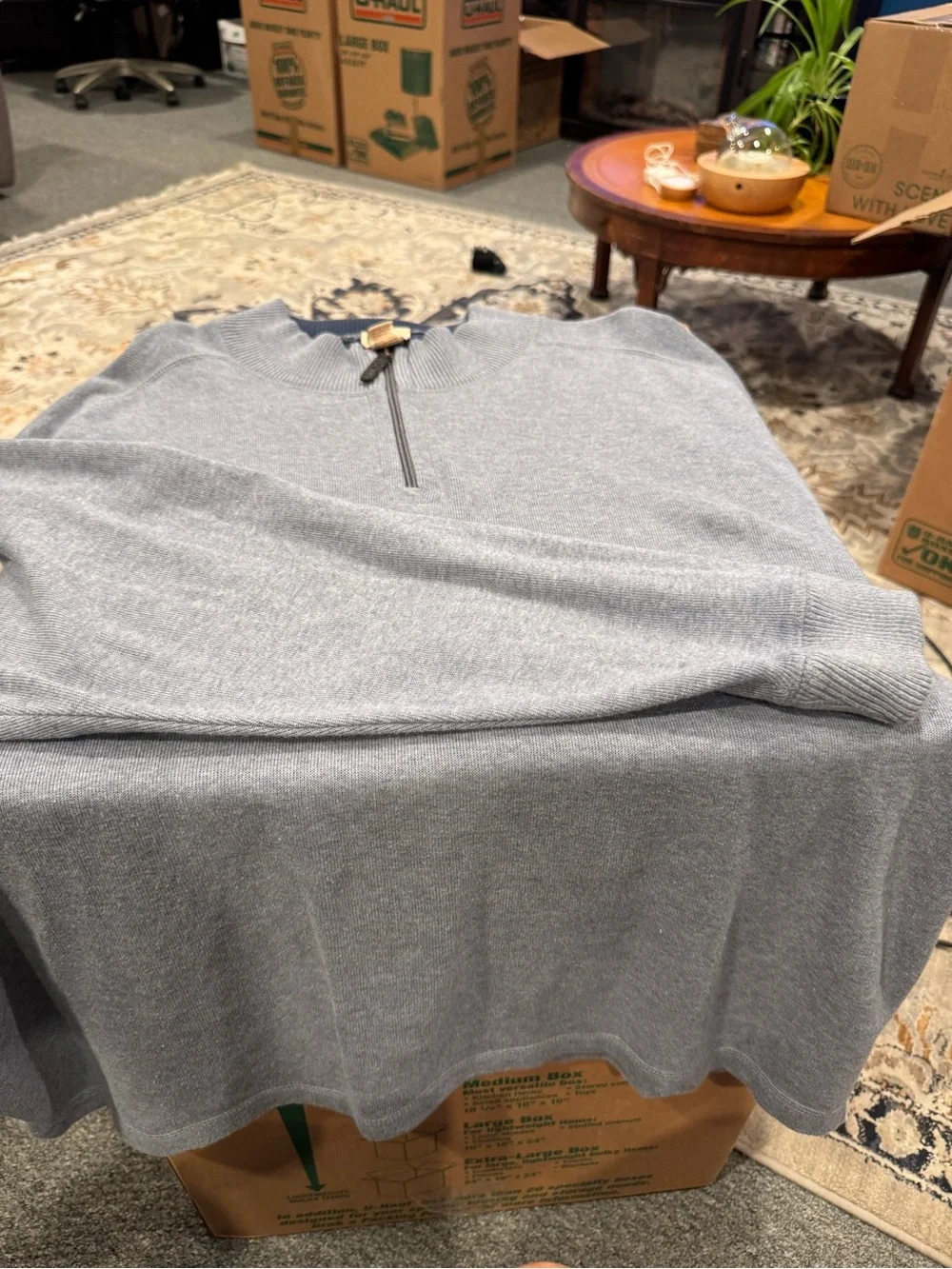 Jos. A Bank Light Gray Quarter-Zip Cotton Sweater